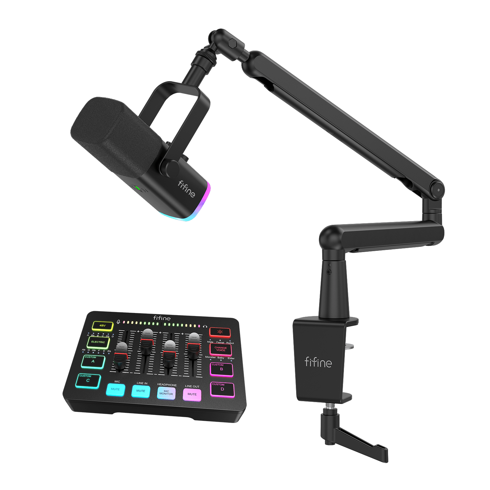 FIFINE Streaming & Gaming Pro Bundle Kit: AM8 Microphone + SC3