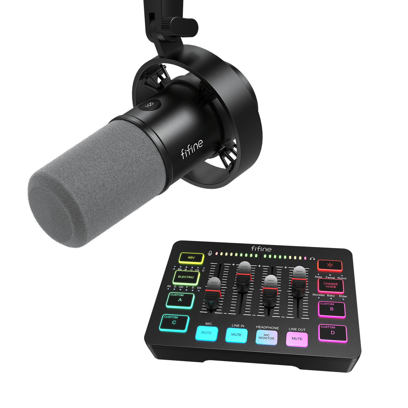 FIFINE Recording Bundle: K688 XLR/USB Dynamic Microphone + SC3
