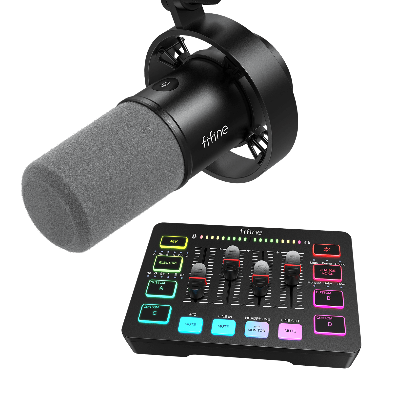 FIFINE Recording Bundle: K688 XLR/USB Dynamic Microphone + SC3