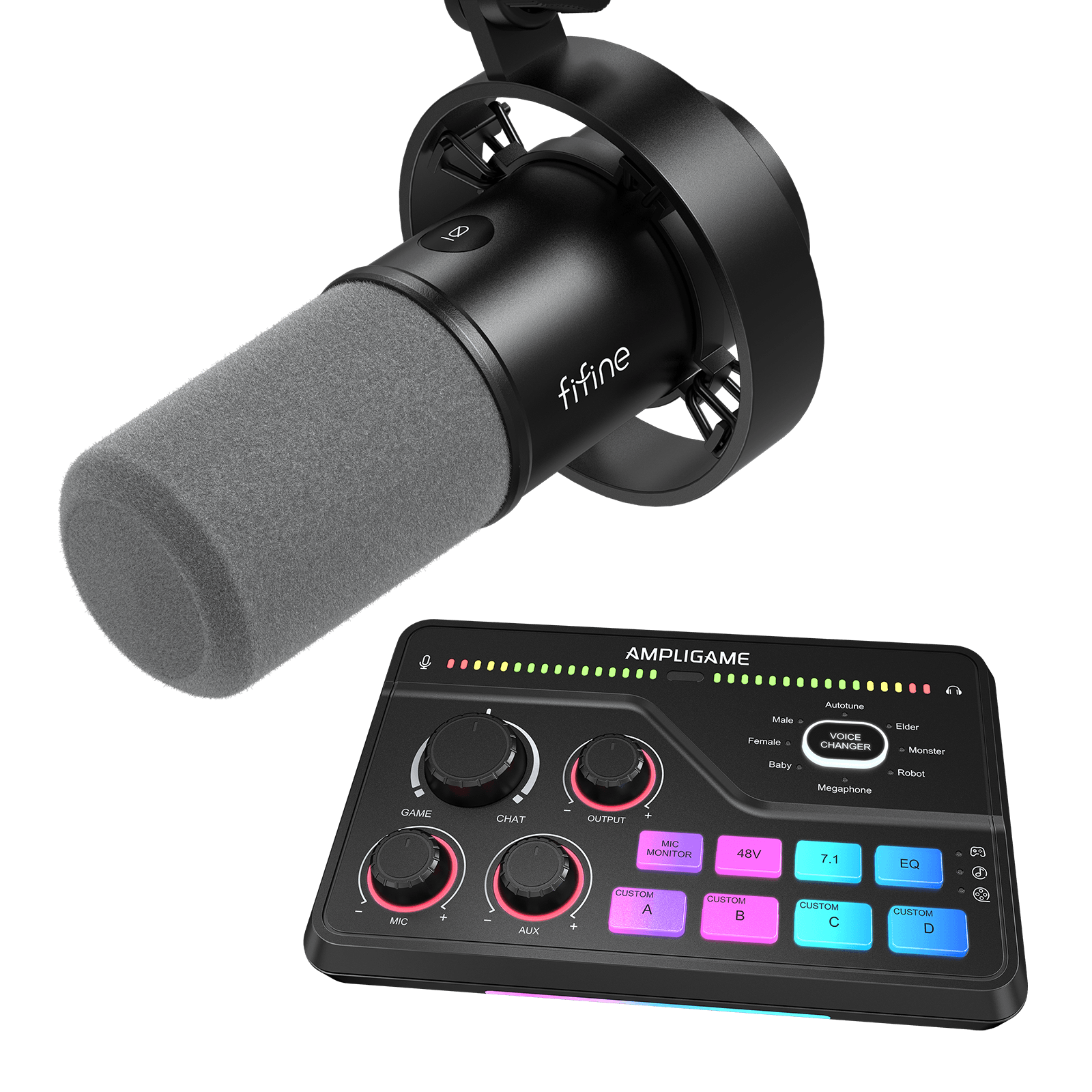 FIFINE AmpliGame Bundle: K688 XLR/USB Dynamic Microphone + SC8 FIFINE AmpliGame Bundle: K688 XLR/USB Dynamic Microphone + SC8