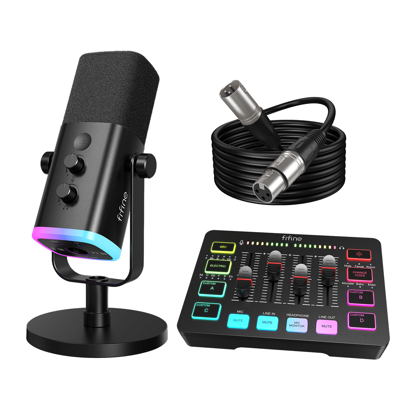 Fifine KS 5 & BM 88 セット FIFINE AmpliGame KS5 Gaming Bundle: AM8 USB/XLR Dynamic Mic+SC3