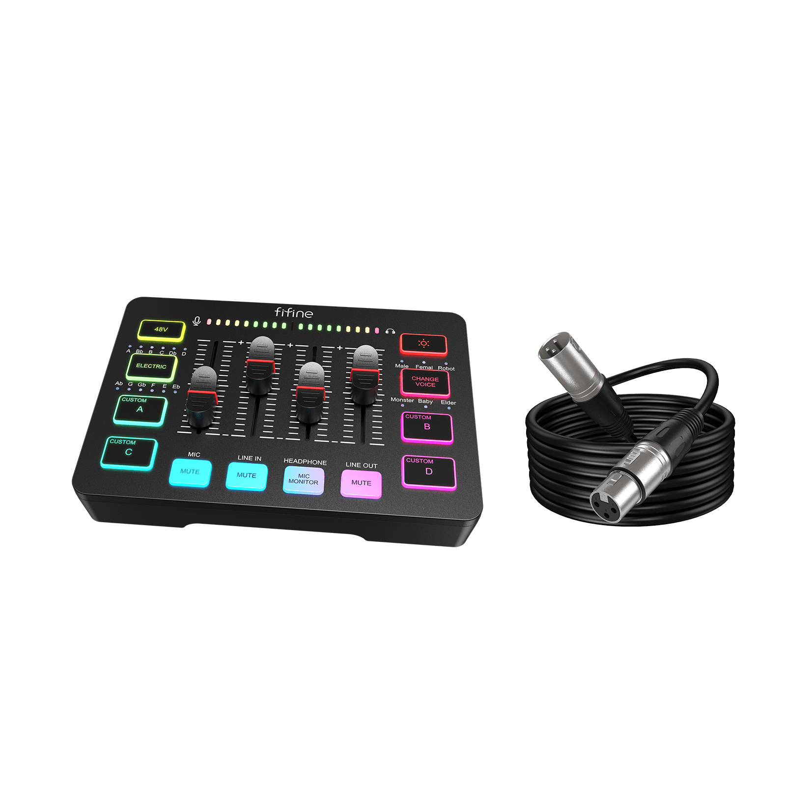FIFINE AmpliGame Recording Bundle: SC3 Audio Mixer+ XLR Cable