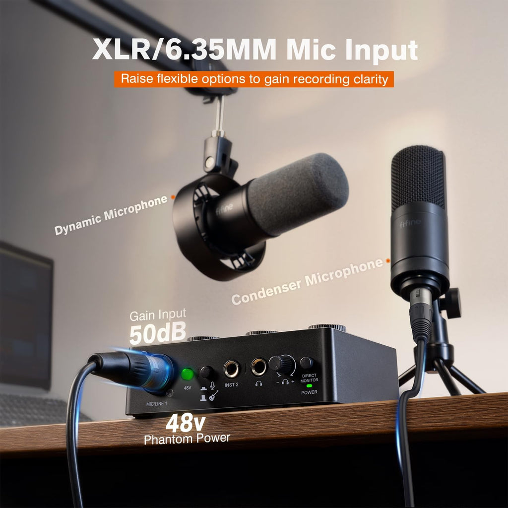  FIFINE XLR/USB Dynamic Microphone and XLR Cable,PC