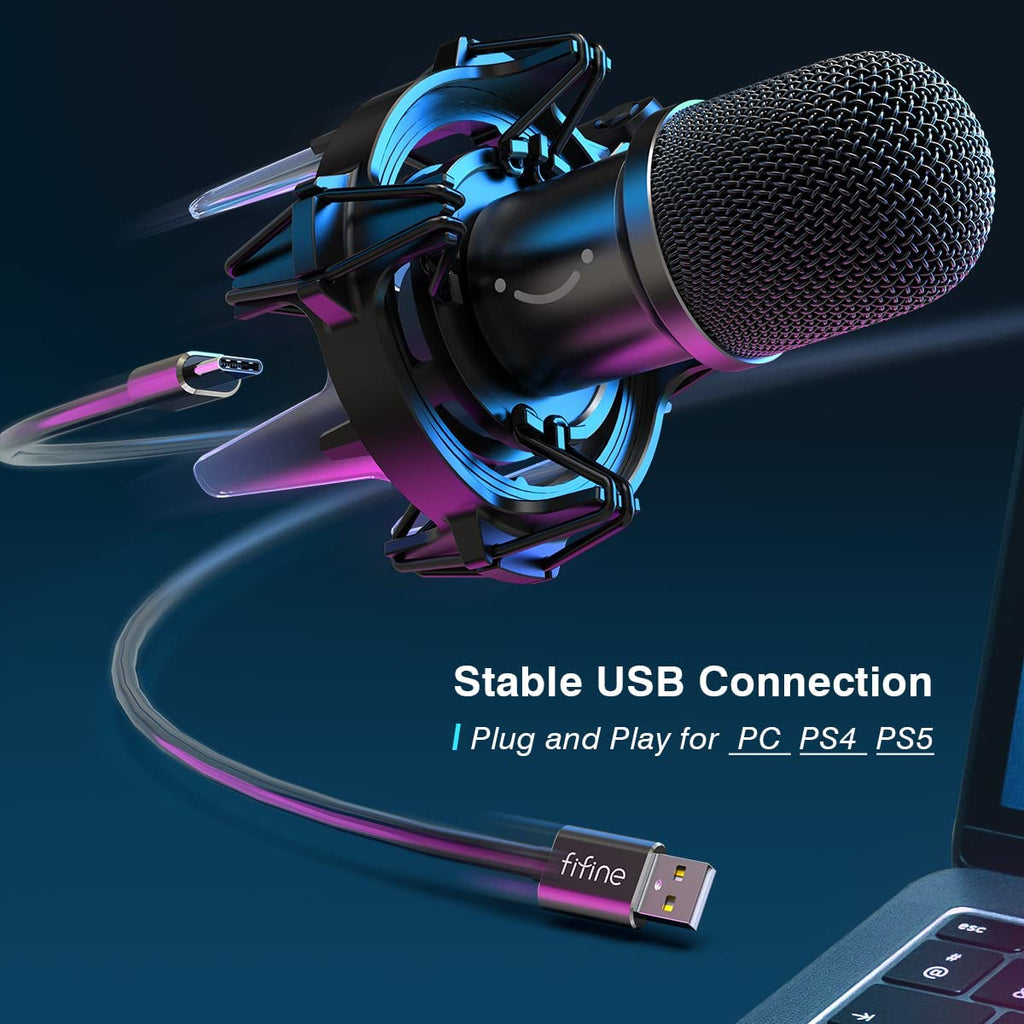 USB Microphone - AUDIOPRO Computer Condenser Gaming Mic for  PC/Laptop/Phone/PS4/5, Headphone Output, Volume Control, USB Type C Plug  and Play, LED
