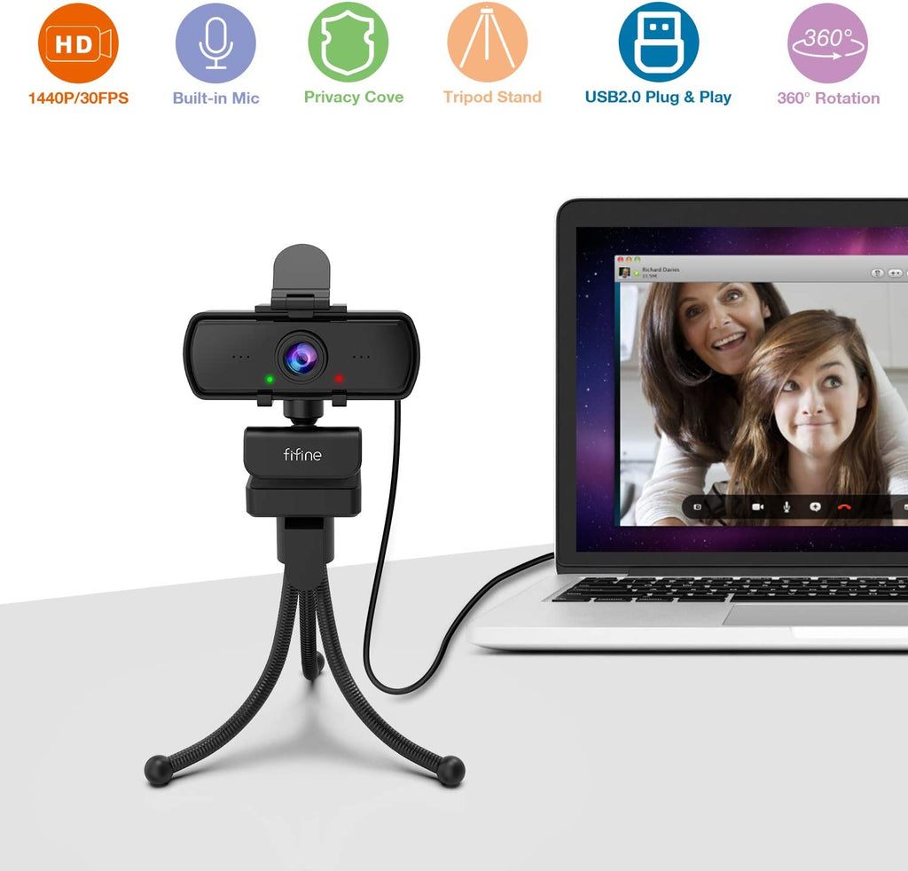 FIFINE K420 2K Computer Webcam Including Tripod Stand with for OBS Str