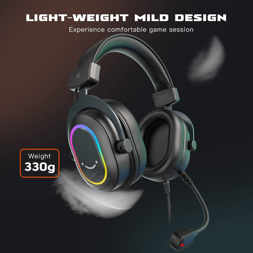 FIFINE AmpliGame H6 USB Headset for PC Gaming with RGB, In-line Contro