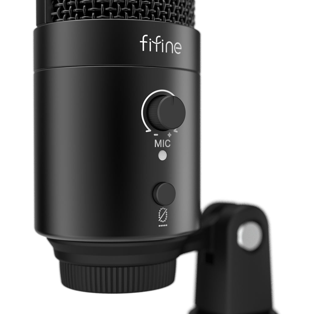 Fifine K688 USB/XLR Dynamic Mic with Shock Mount, Cardioid Polar Pattern,  Touch-Mute, I/O Level Controls, USB Type-C to Type-A 2.0/XLR Output  Connection, Black
