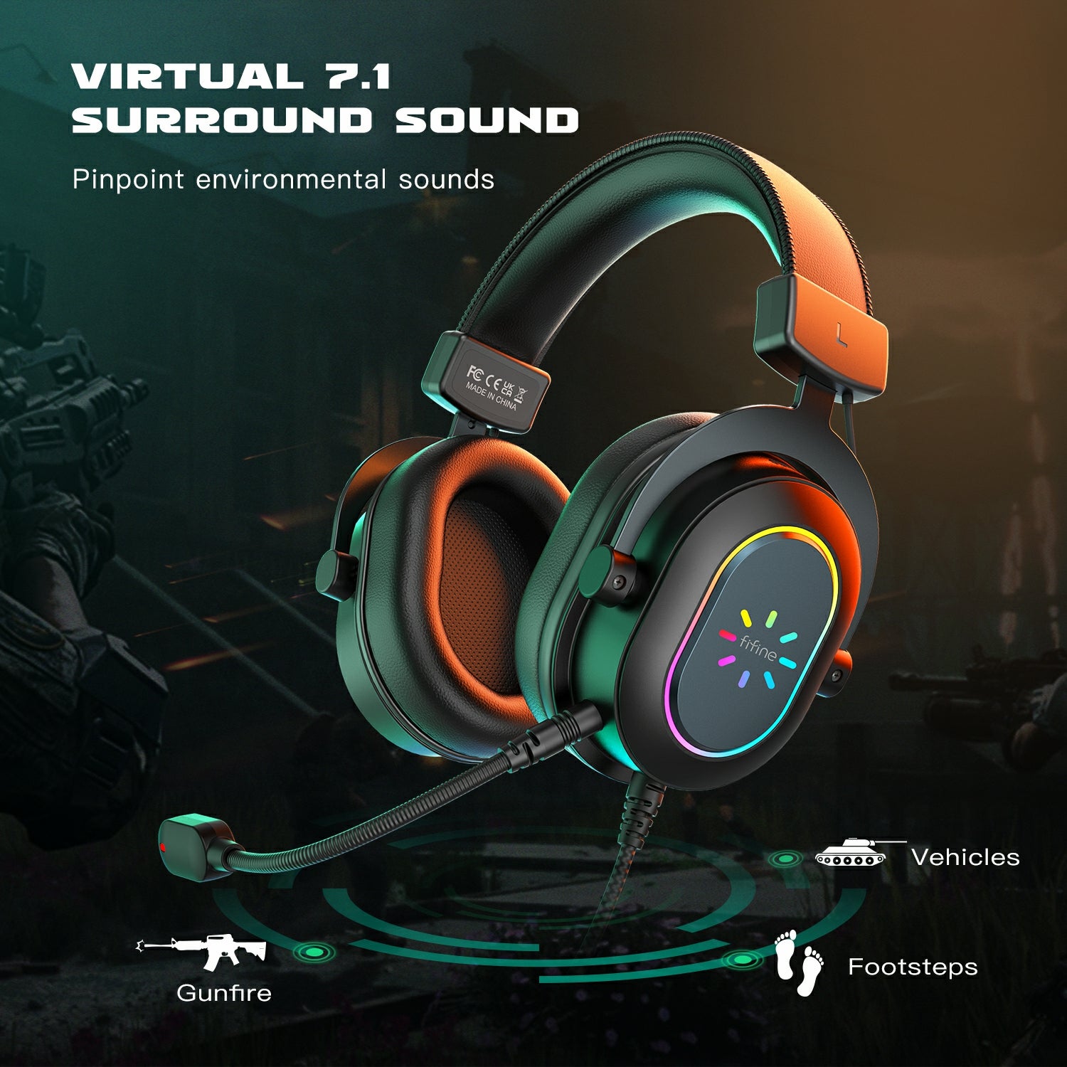 FIFINE AmpliGame H6 USB Gaming Headset with RGB