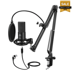FIFINE T669 USB Microphone Bundle with Arm Stand & Shock Mount for Streaming, Podcasting on Laptop/PC