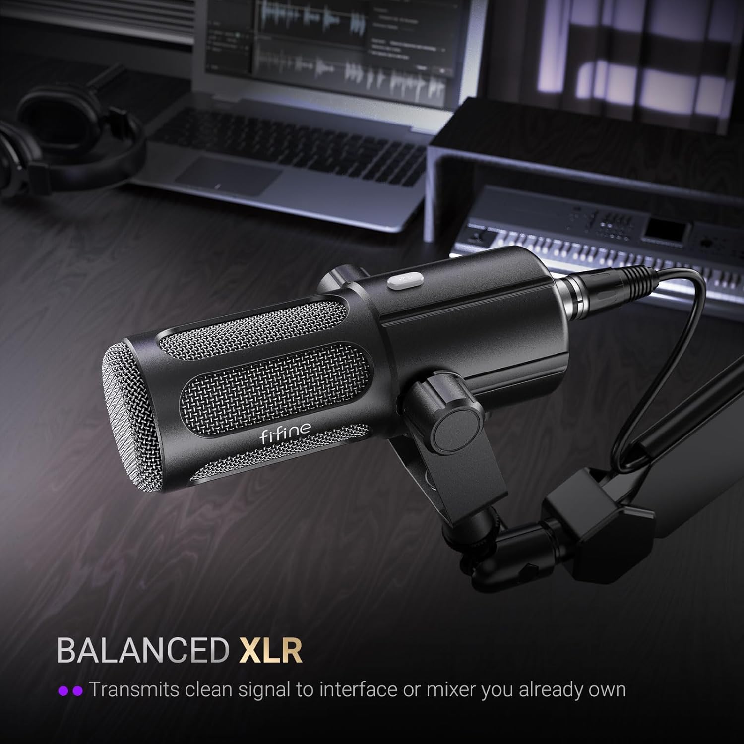 FIFINE Tank6 USB/XLR Studio Microphone with Dynamic Capsule, Input & Output Volume Controls, Mute Button for Podcast Recording