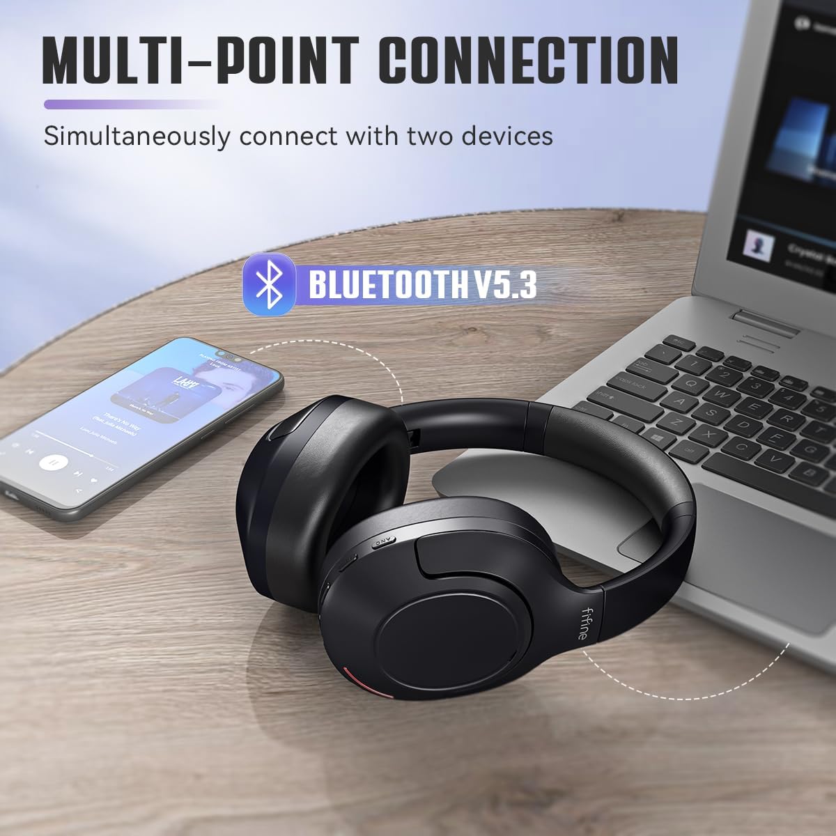 FIFINE X3 Over-ear Wireless Headphone with Active Noise Canceling, Bluetooth 5.2, Three Modes, Detachable Boom Microphone