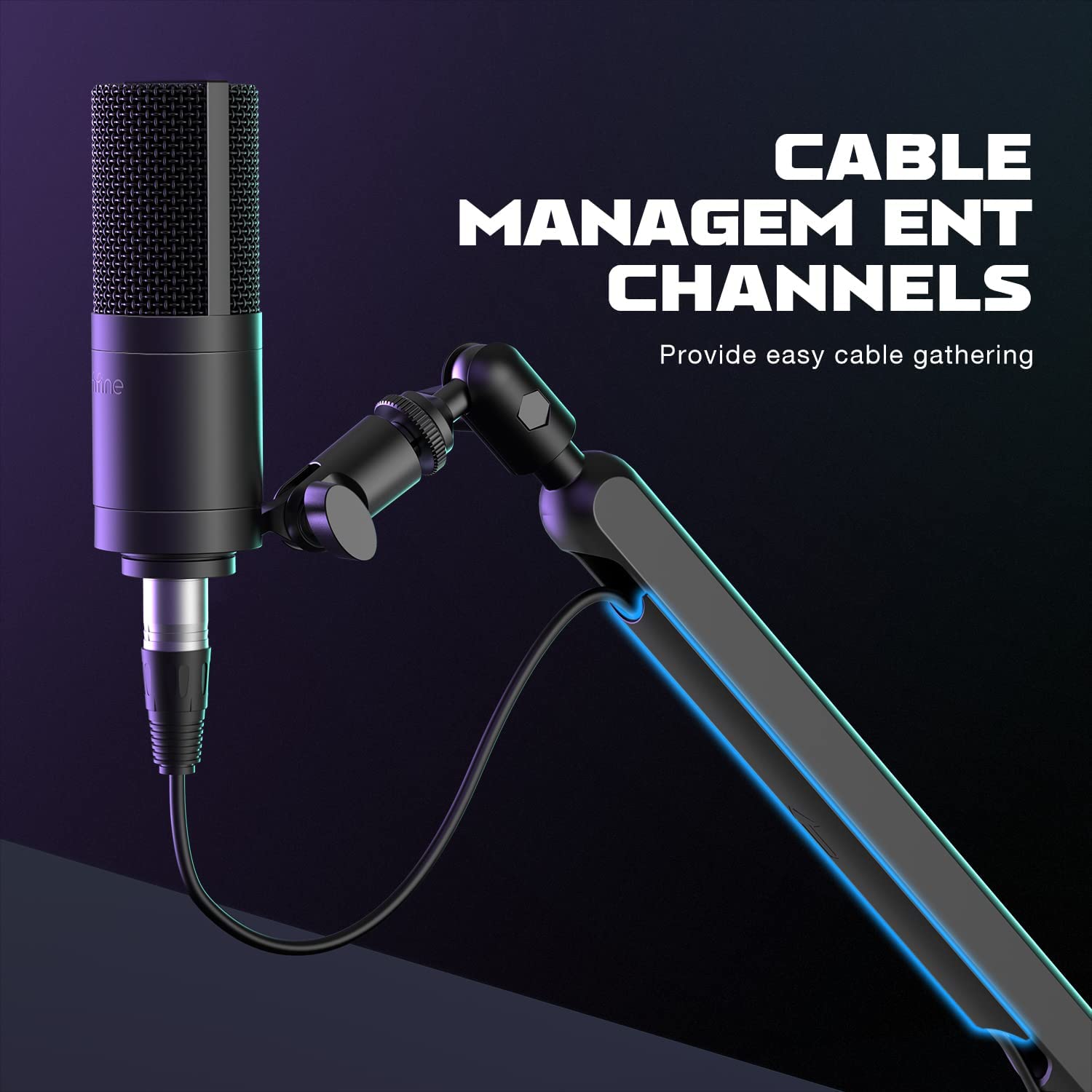 FIFINE BM88 Low-profile Microphone Arm Stand with Cable Channeling, Handling Max 1.5KG Mics for Streaming, Podcasting