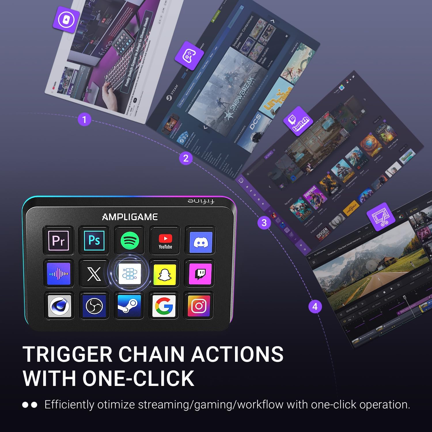 FIFINE AmpliGame D6 Stream Controller with 15 Customized Keys and Software for Streaming, Gaming, Video Editing, Office Workflow