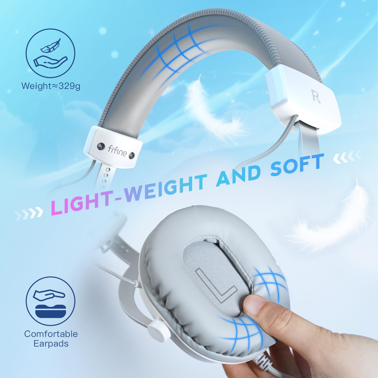 FIFINE AmpliGame H9 3.5mm Headset with USB Control Box for Mute, I/O Controls, 7.1 Surround Sound for Console/PC