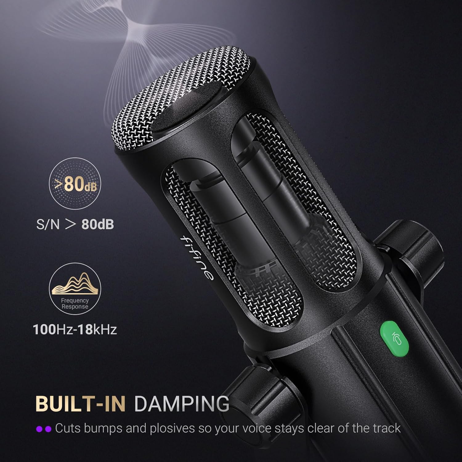 FIFINE Tank6 USB/XLR Studio Microphone with Dynamic Capsule, Input & Output Volume Controls, Mute Button for Podcast Recording