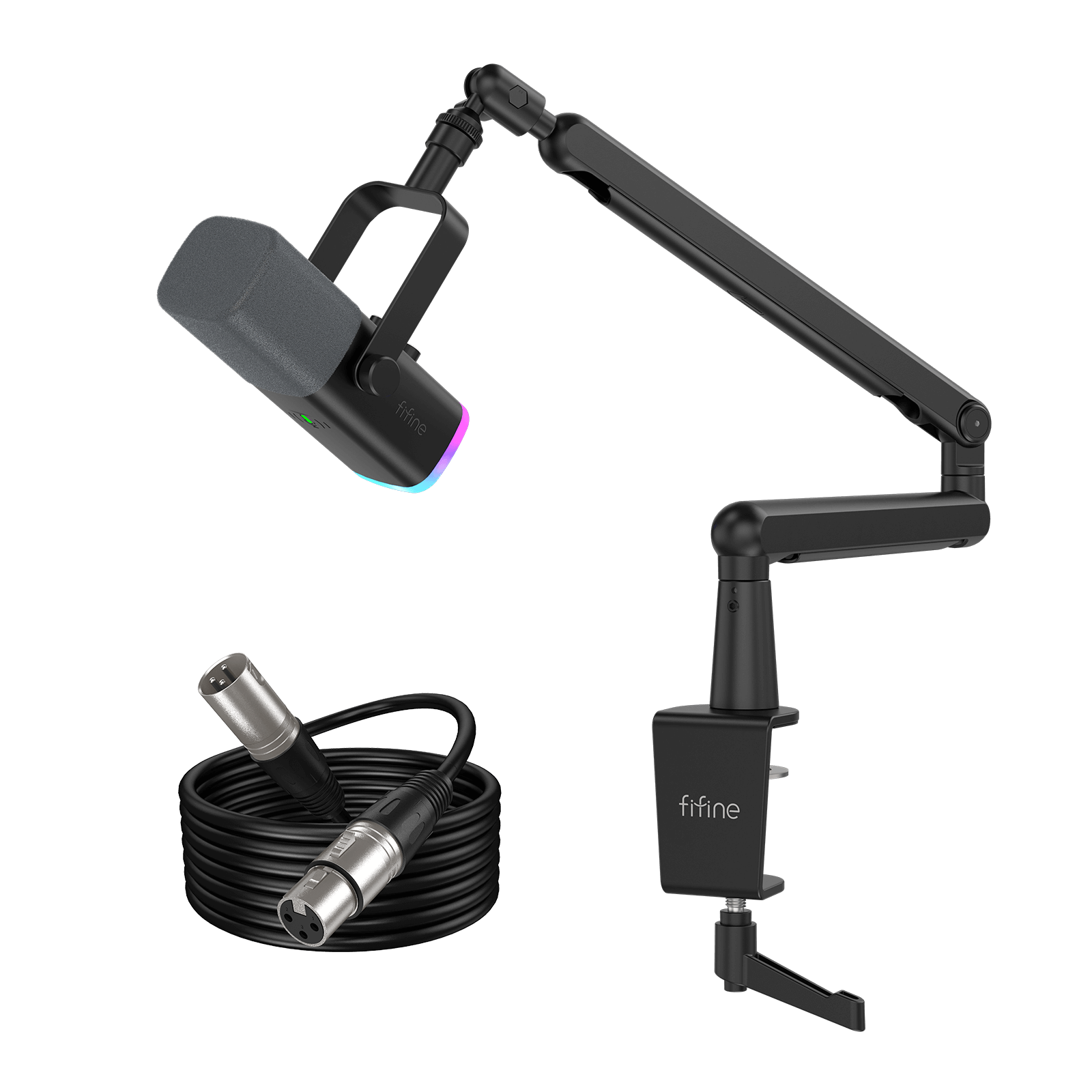 FIFINE Streaming Bundle: AM8 Microphone + BM88 Boom Arm Stand