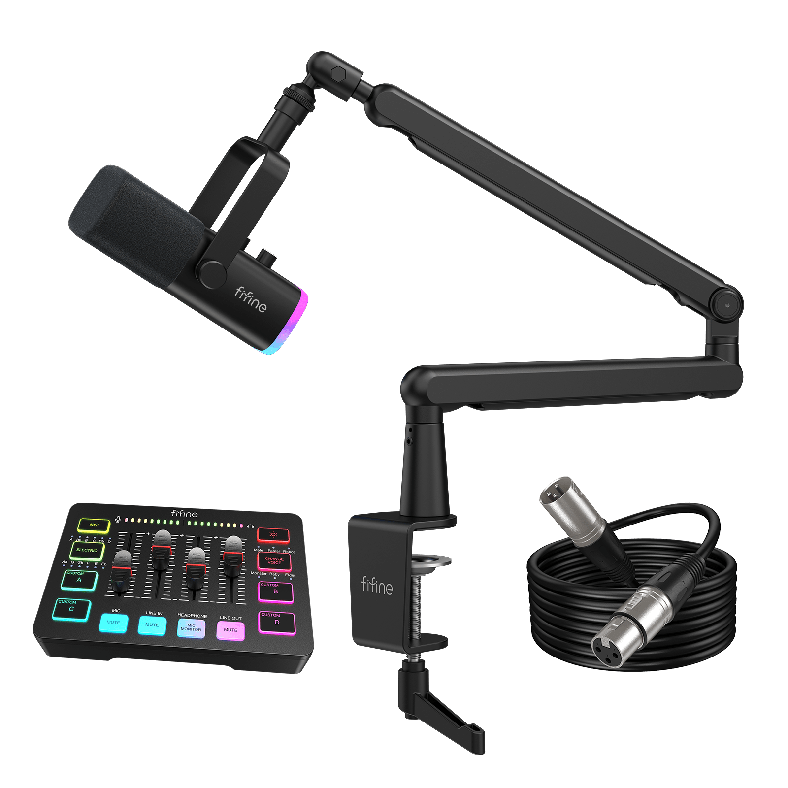 【美品】FIFINE AM8T マイクキット＆SC3 ミキサーセット 付属品完備 FIFINE Streaming & Gaming Pro Bundle Kit: AM8 Microphone + SC3