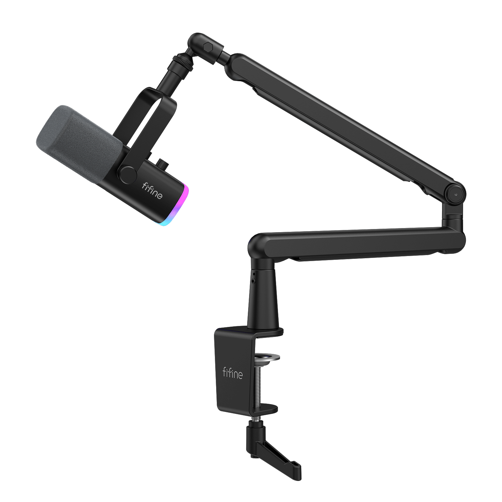 ###FIFINE ampilgame AM8 streaming microphone with BM88 boom arm stand bundle in black