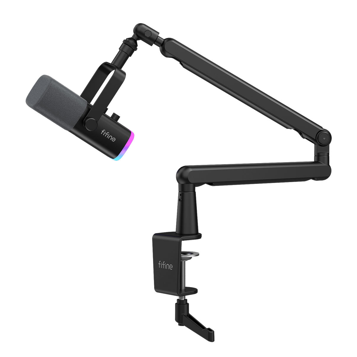 ###FIFINE ampilgame AM8 streaming microphone with BM88 boom arm stand bundle in black