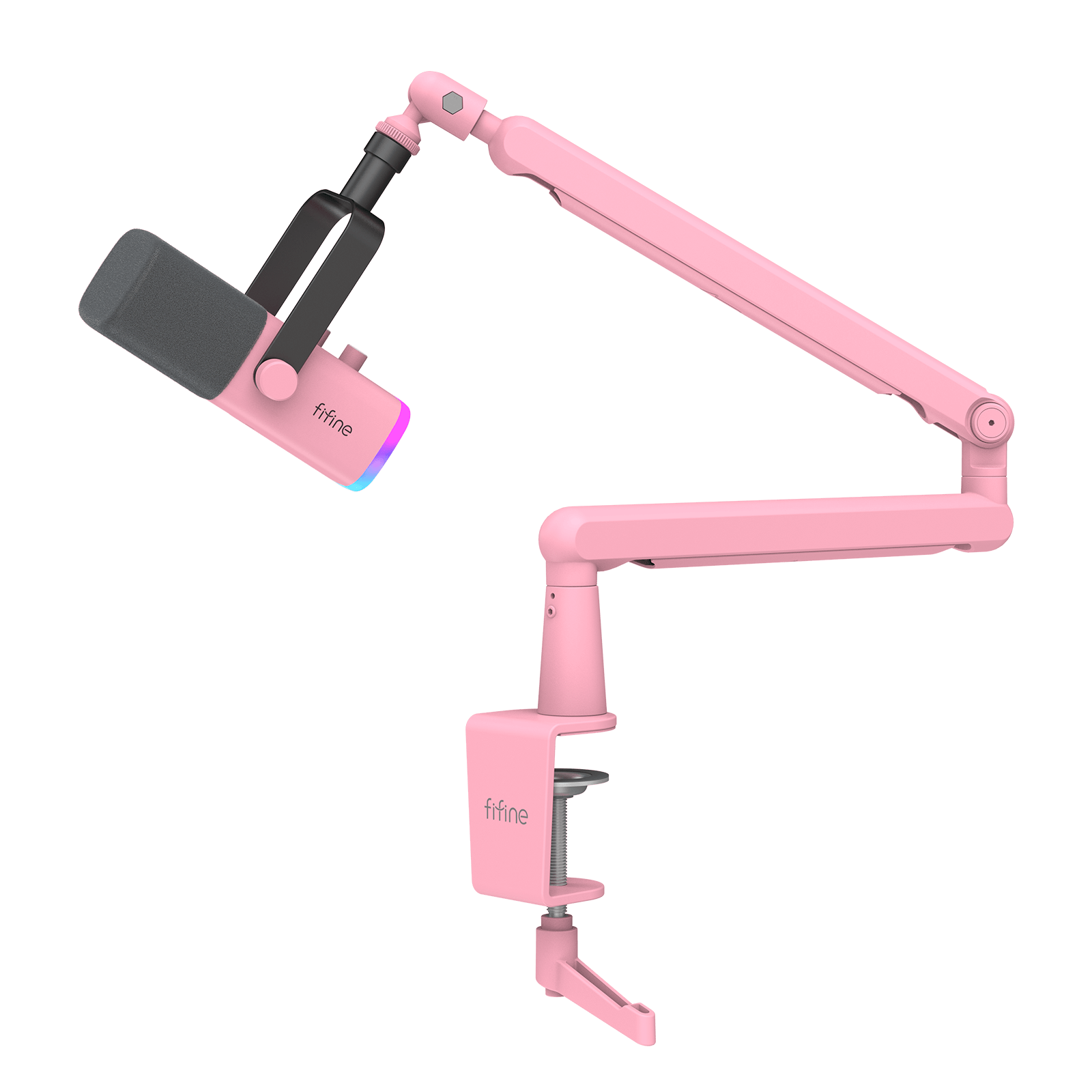 ###FIFINE ampilgame AM8 streaming microphone with BM88 boom arm stand bundle in pink