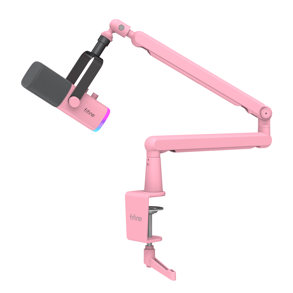 ###FIFINE ampilgame AM8 streaming microphone with BM88 boom arm stand bundle in pink