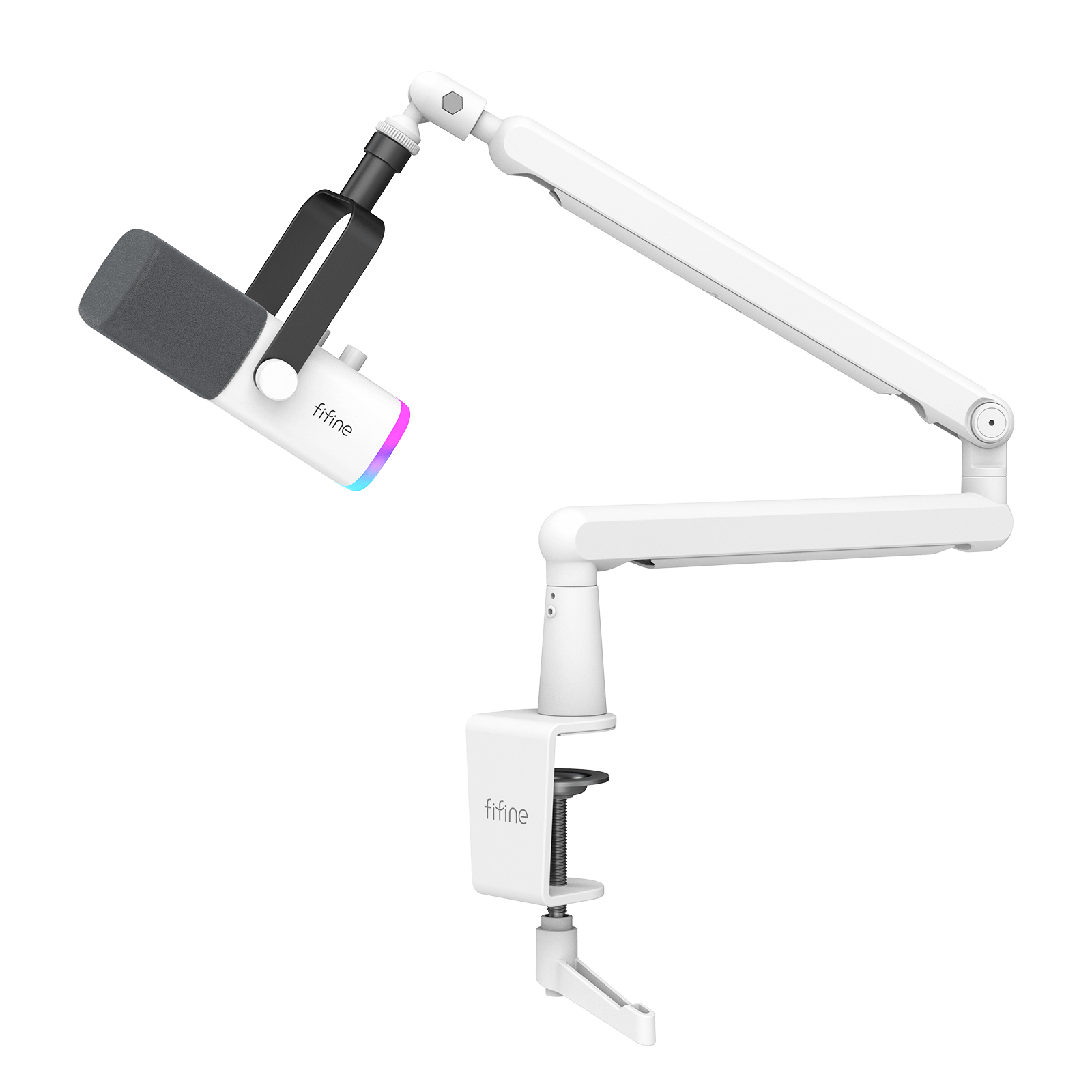 ###FIFINE ampilgame AM8 streaming microphone with BM88 boom arm stand bundle in white