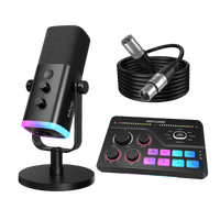 ###FIFINE AM8 microphone with SC8 audio mixer and xlr cable bundle in black