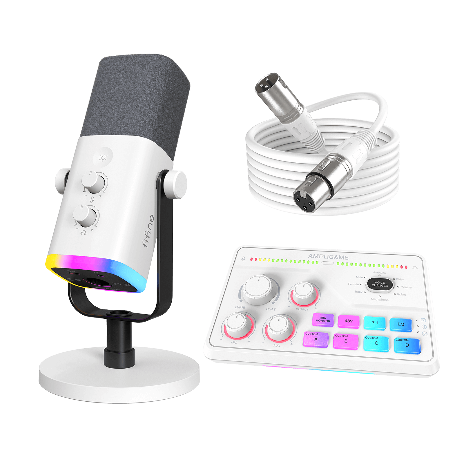 FIFINE AmpliGame Gaming Set: AM8 XLR Micrpohone+SC8 Gaming Audio
