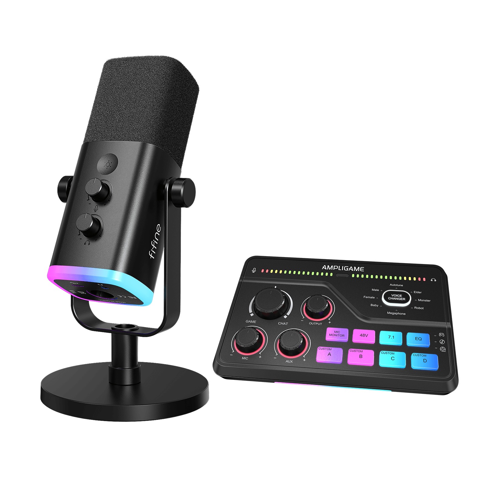 FIFINE Gaming Bundle: AM8 Microphone + SC8 Audio Mixer – FIFINE FIFINE Gaming Bundle: AM8 Microphone + SC8 Audio Mixer – FIFINE