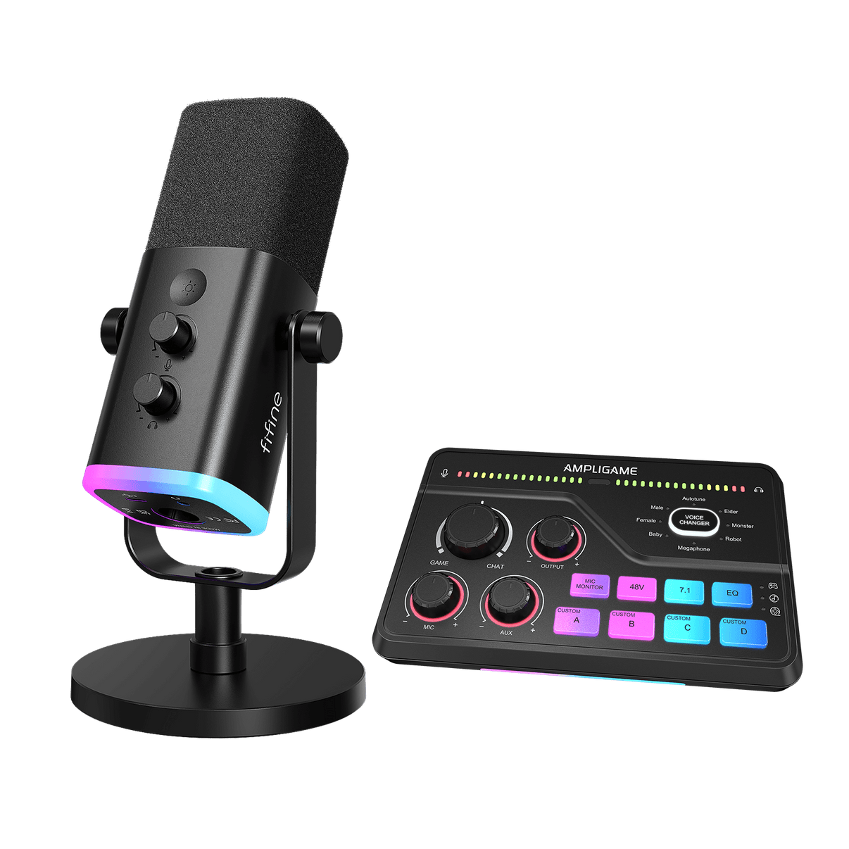 ###FIFINE AM8 microphone with SC8 audio mixer bundle in black