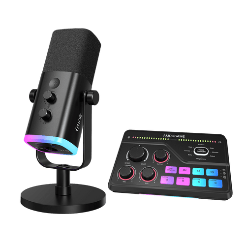 ###FIFINE AM8 microphone with SC8 audio mixer bundle in black