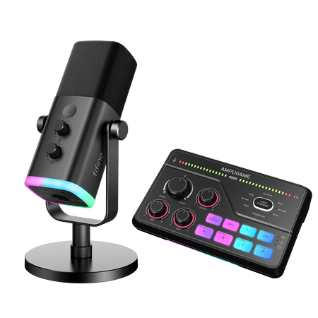 FIFINE AmpliGame Gaming Set: AM8 XLR Micrpohone+SC8 Gaming Audio