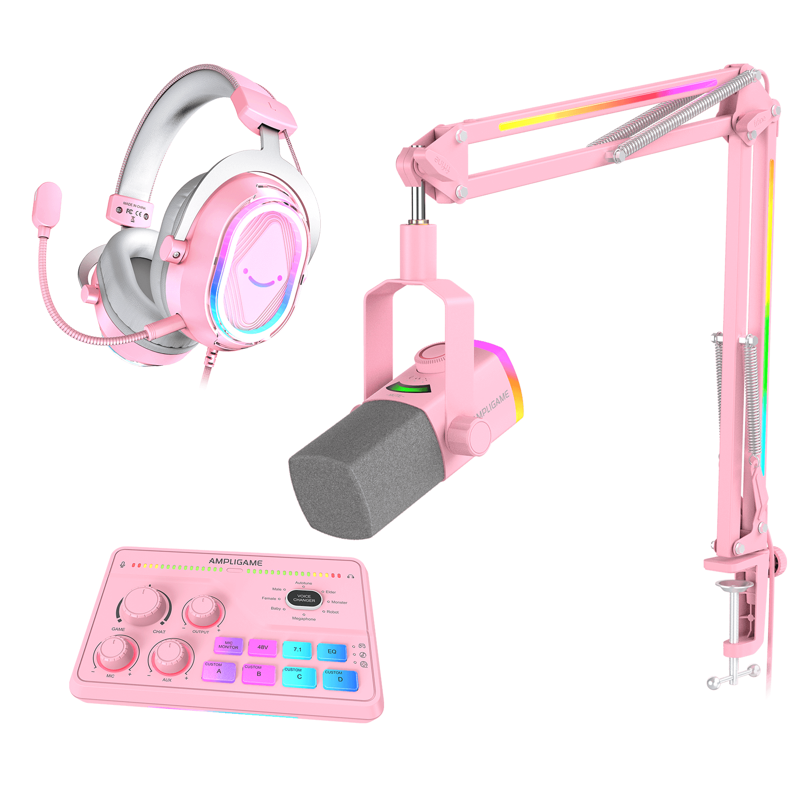 FIFINE Streaming & Gaming Bundle: AM8PROT Microphone Kit + SC8