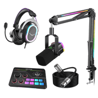 FIFINE Streaming & Gaming Bundle: AM8PROT Microphone Kit + SC8 Audio Mixer + H13 Headset