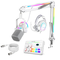 FIFINE Streaming & Gaming Bundle: AM8PROT Microphone Kit + SC8 Audio Mixer + H13 Headset