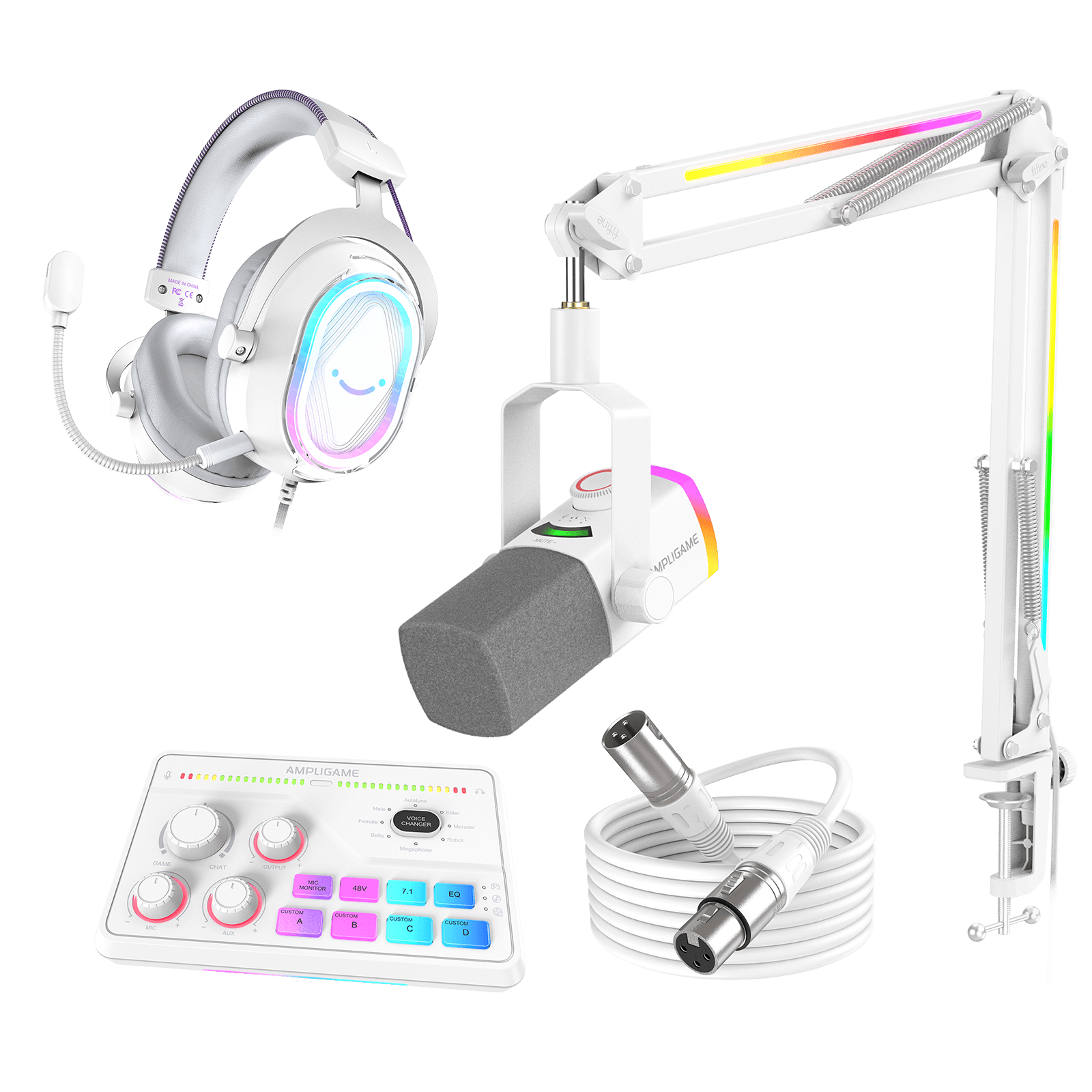 FIFINE AmpliGame Streaming&Gaming Bundle: AM8PROT Microphone+SC8