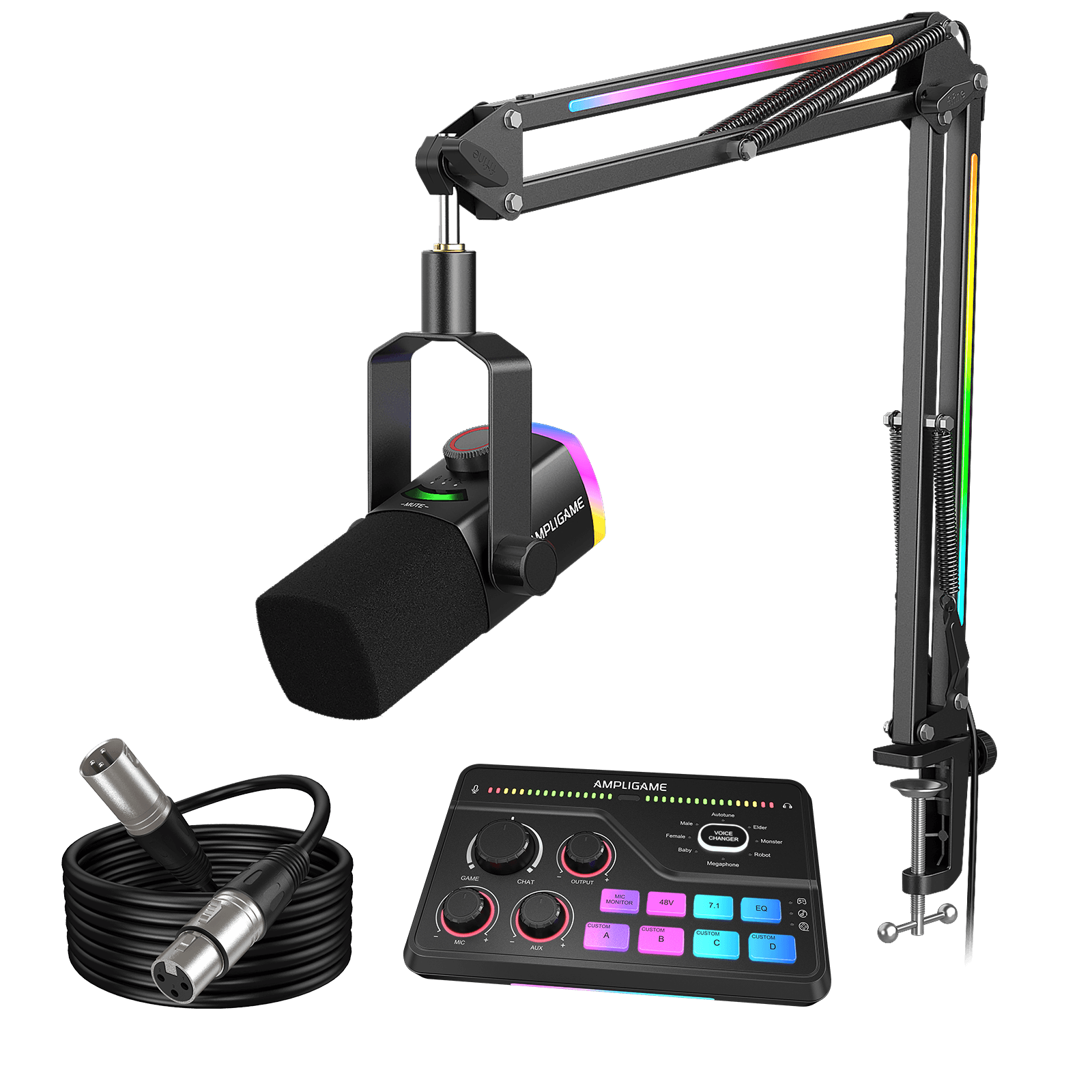 FIFINE AM8PROT USB/XLR ダイナミックマイク ブラック FIFINE AmpliGame AM8PROT USB/XLR Dynamic Microphone Kit with RGB