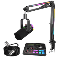 FIFINE AmpliGame AM8PROT USB/XLR Dynamic Microphone Kit with RGB Boom Arm Stand