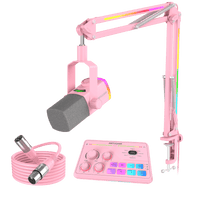FIFINE AmpliGame AM8PROT USB/XLR Dynamic Microphone Kit with RGB Boom Arm Stand