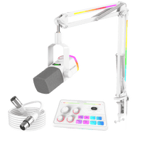 FIFINE AmpliGame AM8PROT USB/XLR Dynamic Microphone Kit with RGB Boom Arm Stand