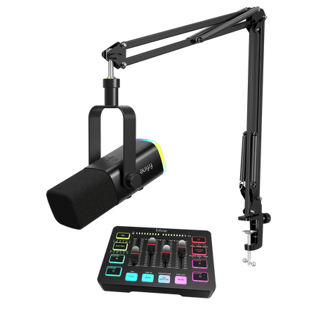 FIFINE Streaming Bundle: AM8T Microphone + SC3 Audio Mixer