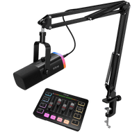 FIFINE Streaming Bundle: AM8T Microphone + SC3 Audio Mixer
