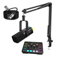 ###FIFINE AM8T dynamic microphone with SC3 audio mixer and xlr cable bundle in black