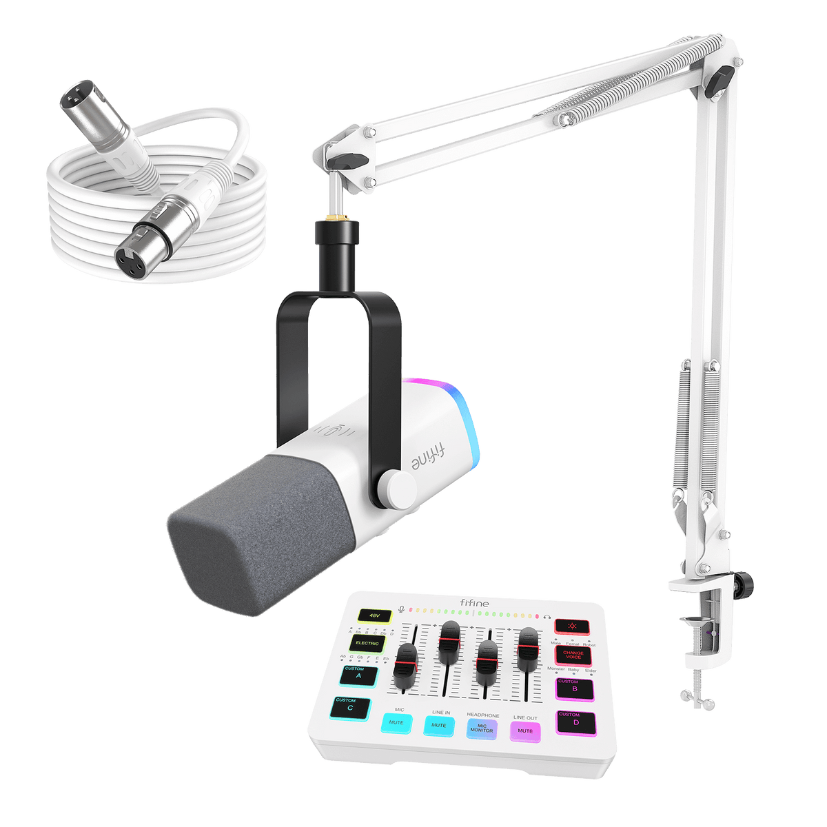 FIFINE Streaming & Gaming Pro Bundle Kit: AM8T Microphone + SC3 Audio ...