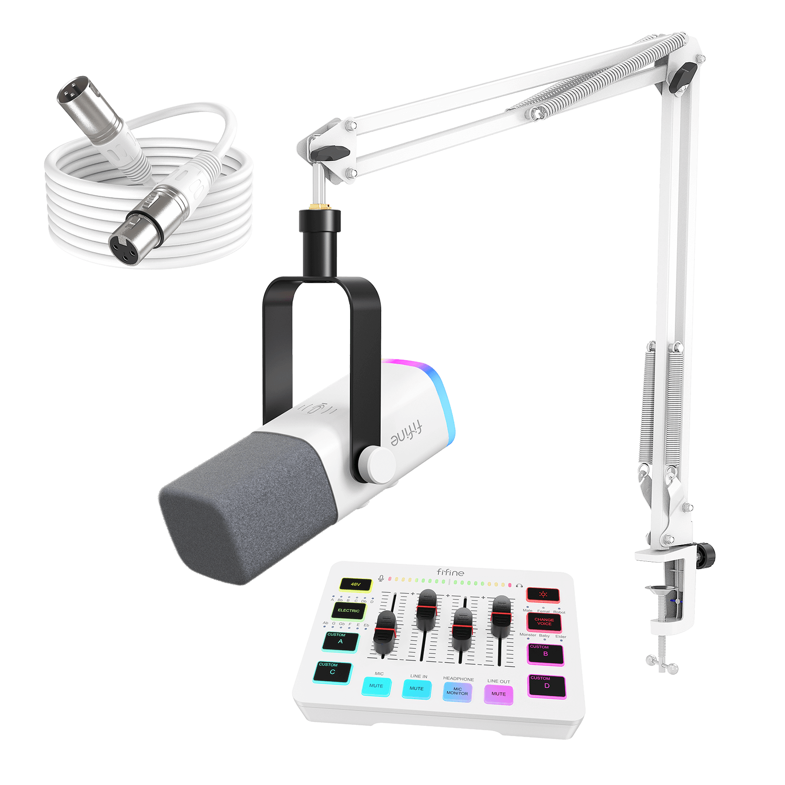 FIFINE Streaming Bundle: AM8T Microphone + SC3 Audio Mixer