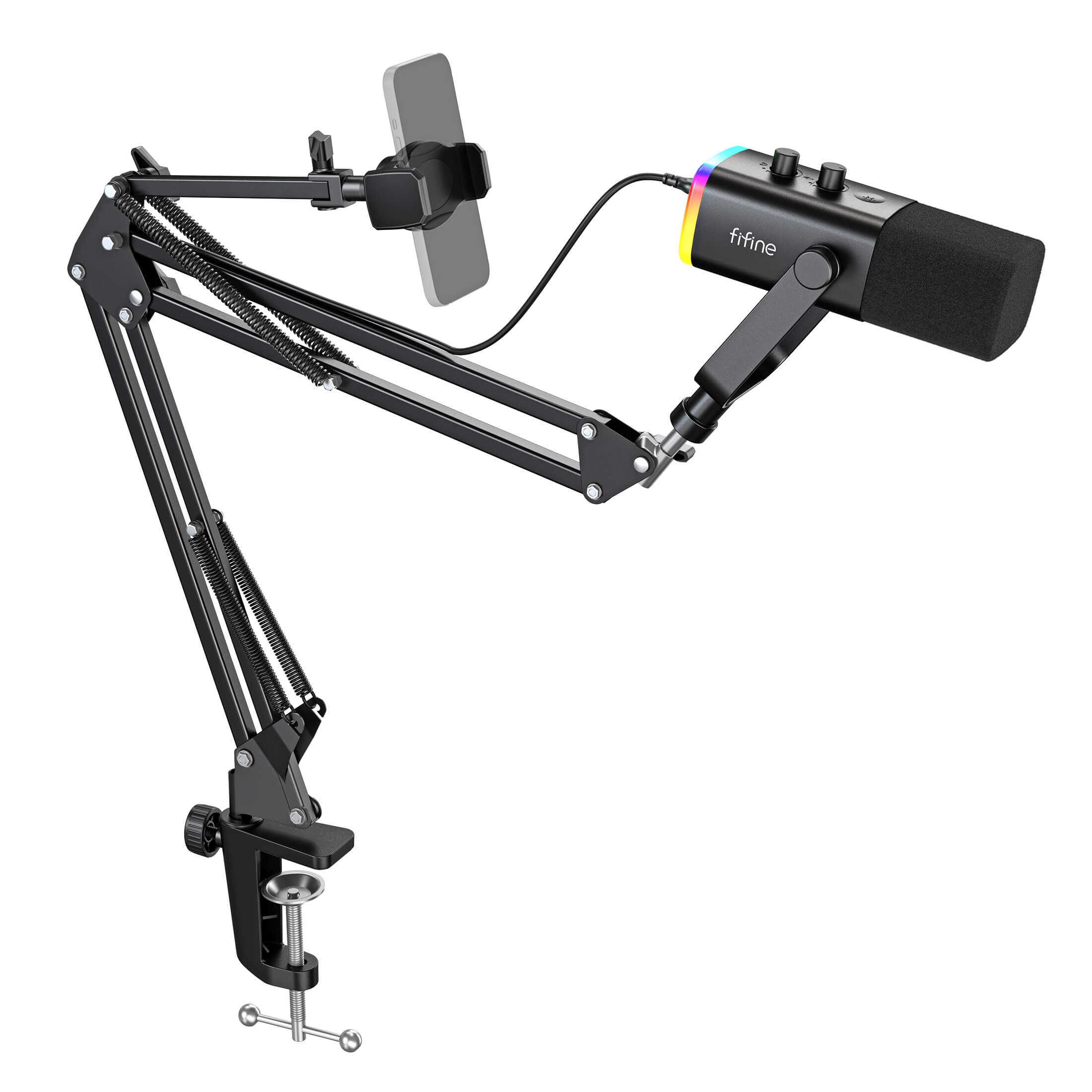 FIFINE AmpliGame AM8T USB/XLR Dynamic Microphone Kit with Boom Arm