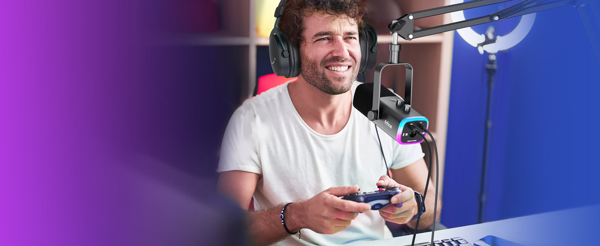 Fifine Ampligame AM8T Standlı Yayıncı Mikrofonu Seti