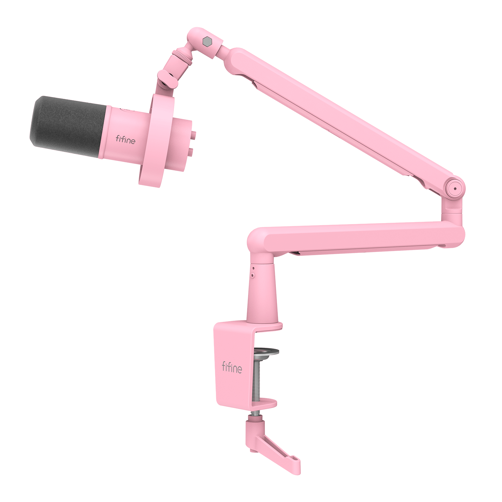 ###FIFINE ampilgame K688 microphone with BM88 boom arm stand bundle in pink