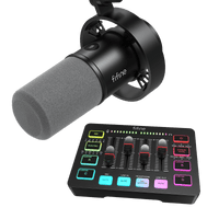 FIFINE Recording Bundle: K688 XLR/USB Dynamic Microphone + SC3 Audio Mixer