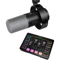 FIFINE AmpliGame Recording Bundle: K688 XLR/USB Dynamic Microphone+SC3 Audio Mixer